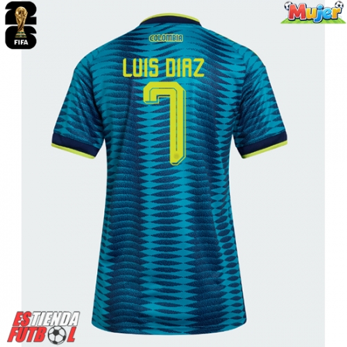 Colombia Luis Diaz #7 Segunda Equipación Mujer Mundial 2026 Manga Corta